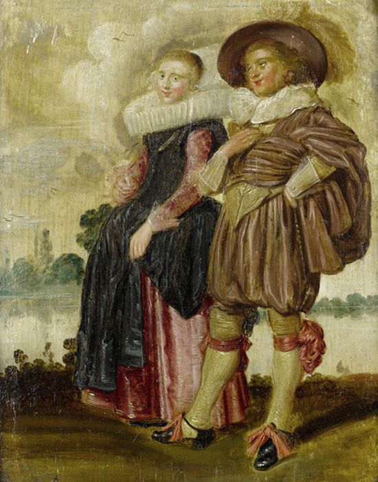 elegant couple in a landscape
